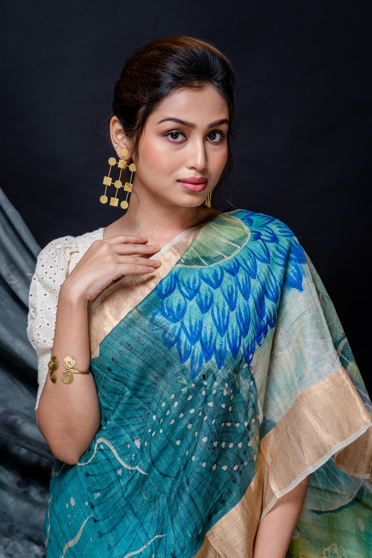 Hand Painted Tussar Silk Saree